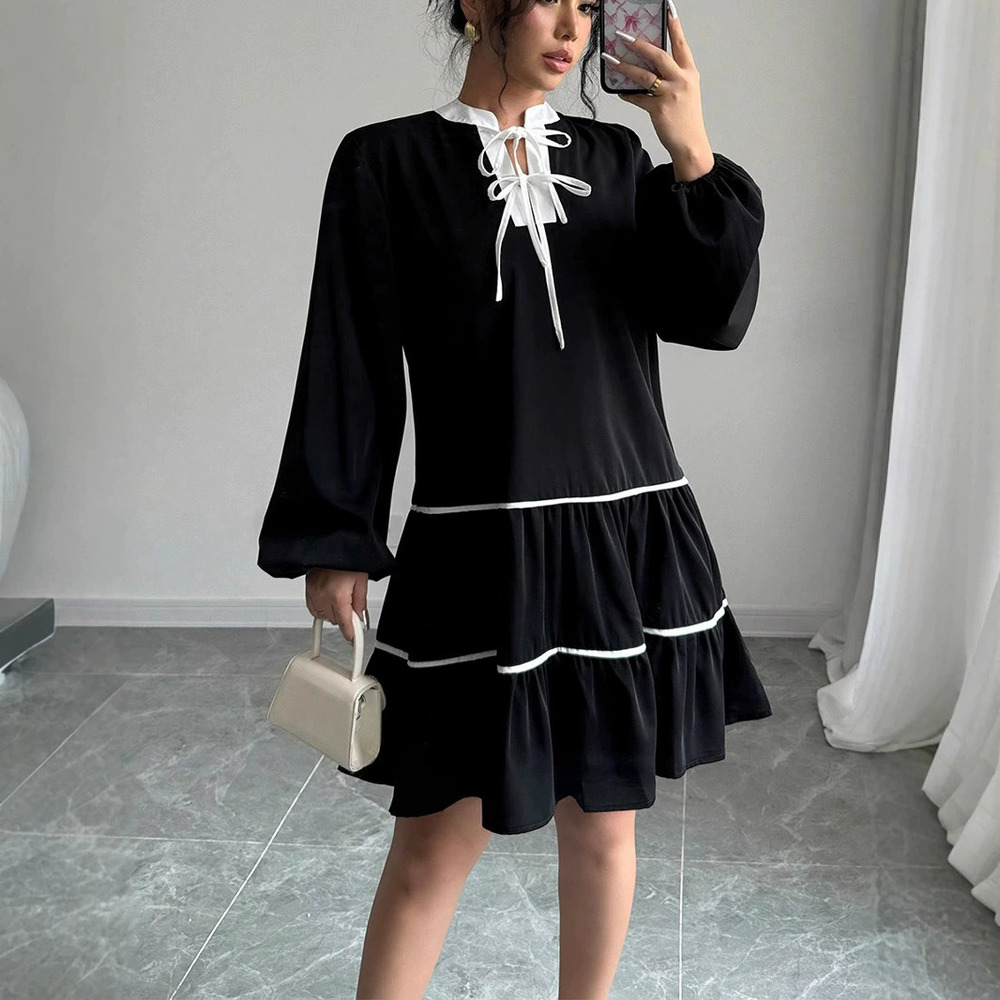ZARA French Style Spring Long Sleeve Babydoll Midi Dress for Women